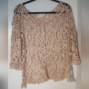 Adiva Elegant Lace Women Top - Dusty Pink Size M #468